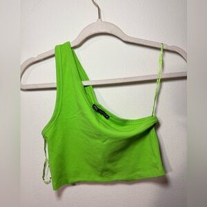 Zara Green Asymmetrical Cropped Tank Top